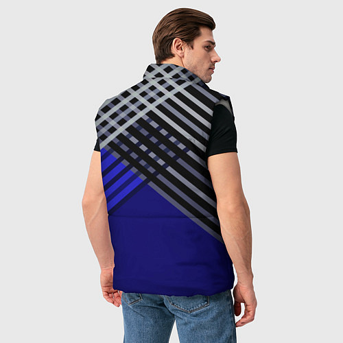 Мужской жилет Белые и серые полосы на синем фоне / 3D-Светло-серый – фото 4