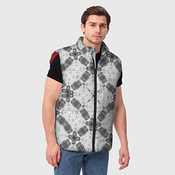 Мужской жилет Черно-белый ажурный кружевной узор Геометрия, цвет: 3D-красный — фото 2