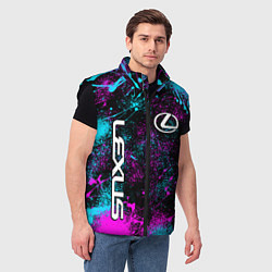 Мужской жилет Lexus - неоновые брызги, цвет: 3D-черный — фото 2