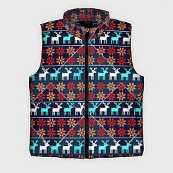 Мужской жилет Новогодние олени и снежинки узор, цвет: 3D-светло-серый