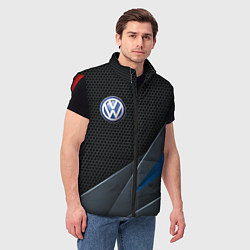 Мужской жилет Фольцваген - синяя броня, цвет: 3D-красный — фото 2