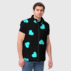 Мужской жилет С голубыми сердечками на черном, цвет: 3D-черный — фото 2