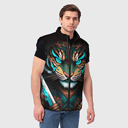 Мужской жилет Тигр самурай, цвет: 3D-черный — фото 2