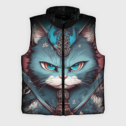 Мужской жилет Кот самурай сердитый, цвет: 3D-черный