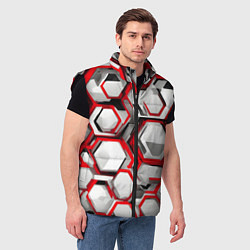 Мужской жилет Кибер Hexagon Красный, цвет: 3D-черный — фото 2