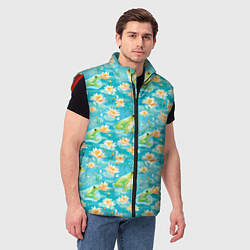 Мужской жилет Кувшинки и лягушки, цвет: 3D-красный — фото 2