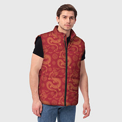 Мужской жилет Dragon red pattern, цвет: 3D-черный — фото 2