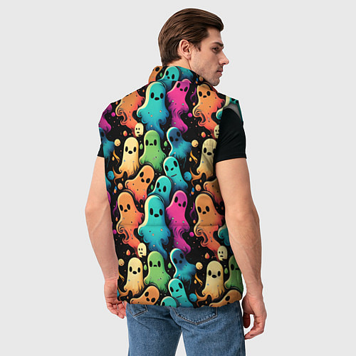 Мужской жилет Паттерн с разноцветными приведениями / 3D-Светло-серый – фото 4
