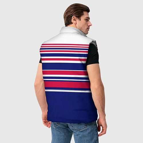 Мужской жилет Красные и синие полосы на белом фоне / 3D-Светло-серый – фото 4