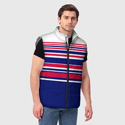 Мужской жилет Красные и синие полосы на белом фоне, цвет: 3D-светло-серый — фото 2