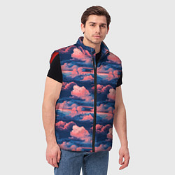 Мужской жилет Волшебные сине розовые облока, цвет: 3D-красный — фото 2
