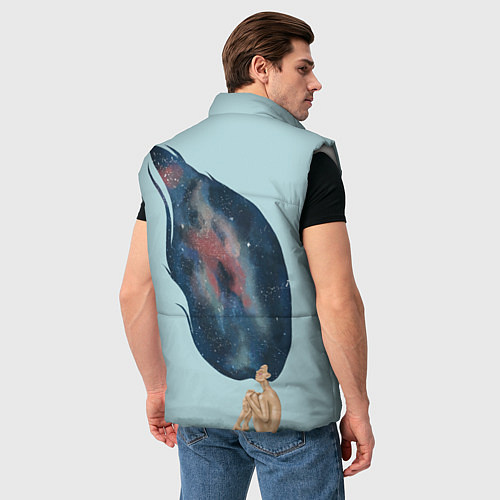 Мужской жилет Девушка космос в волосах / 3D-Светло-серый – фото 4