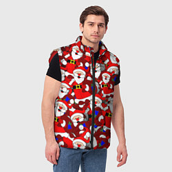 Мужской жилет Новогодний паттерн с дедами морозами, цвет: 3D-красный — фото 2