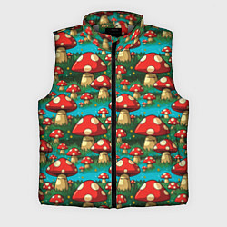 Мужской жилет Мультяшный мухомор паттерн, цвет: 3D-светло-серый