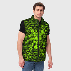 Мужской жилет Зелёная глитч инфекция, цвет: 3D-черный — фото 2