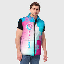 Мужской жилет Mercedes neon gradient style по-вертикали, цвет: 3D-черный — фото 2