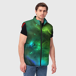 Мужской жилет Бескрайний космос зелёный, цвет: 3D-красный — фото 2