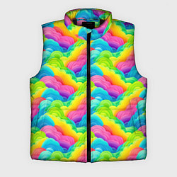 Мужской жилет Разноцветные облака из бумаги паттерн, цвет: 3D-черный