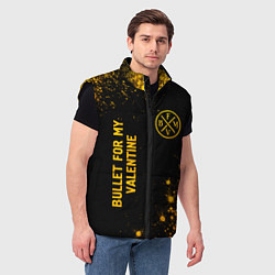 Мужской жилет Bullet For My Valentine - gold gradient вертикальн, цвет: 3D-черный — фото 2