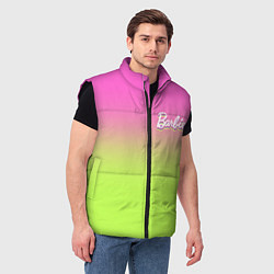 Мужской жилет Барби: градиент розовый и ярко-зеленый, цвет: 3D-черный — фото 2