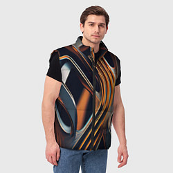 Мужской жилет Слияние красок оранжевого и чёрного абстракция, цвет: 3D-черный — фото 2