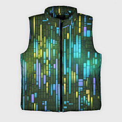 Мужской жилет Неоновые полосы синие, цвет: 3D-черный