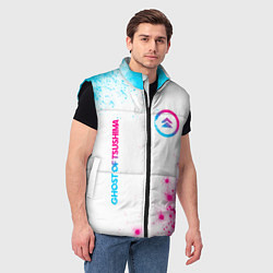 Мужской жилет Ghost of Tsushima neon gradient style вертикально, цвет: 3D-черный — фото 2