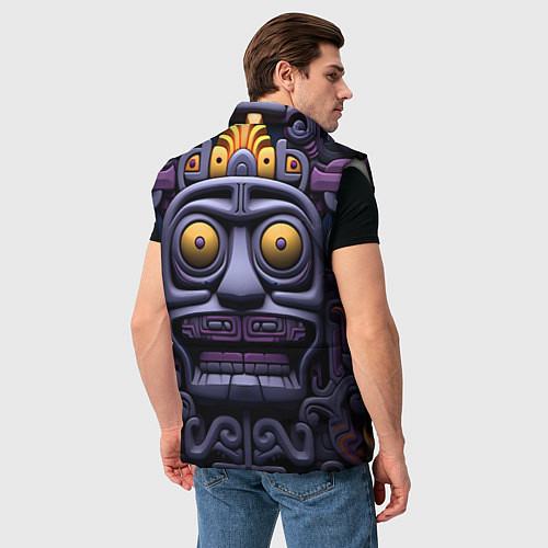 Мужской жилет Орнамент в стиле ацтеков / 3D-Светло-серый – фото 4