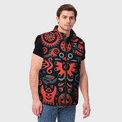 Мужской жилет Красно-черный узор в славянском стиле, цвет: 3D-черный — фото 2