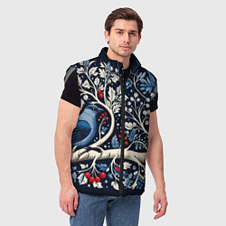 Мужской жилет Новогодние снегири на ветках, цвет: 3D-светло-серый — фото 2