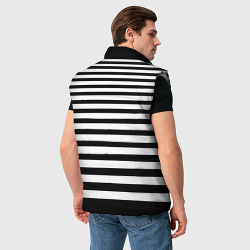 Мужской жилет Силуэт на чёрно белом полосы / 3D-Светло-серый – фото 4