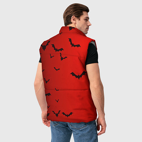 Мужской жилет Летучие мыши на красном фоне / 3D-Светло-серый – фото 4