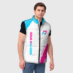 Мужской жилет Need for Speed neon gradient style вертикально, цвет: 3D-черный — фото 2
