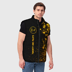 Мужской жилет Twenty One Pilots - gold gradient по-вертикали, цвет: 3D-черный — фото 2