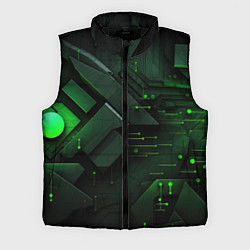Мужской жилет Пространственные узоры зелени, цвет: 3D-черный