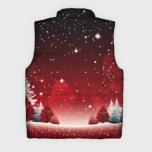 Мужской жилет Зимний берег реки с деревьями и льдом / 3D-Красный – фото 2