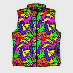 Мужской жилет Яркие цветные каракули, цвет: 3D-черный