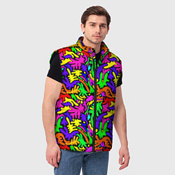Мужской жилет Яркие цветные каракули, цвет: 3D-черный — фото 2