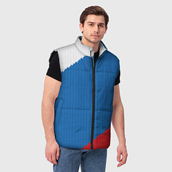 Мужской жилет Белый синий красный вязаный фон, цвет: 3D-черный — фото 2