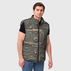 Мужской жилет Металлическая ржавая обшивка с микросхемами и гайк, цвет: 3D-светло-серый — фото 2