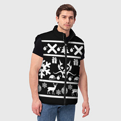 Мужской жилет Новогодняя ёлка олень и дракон, цвет: 3D-черный — фото 2