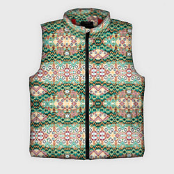 Мужской жилет Орнамент зеленый мелкий икат, цвет: 3D-красный