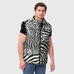 Мужской жилет Шкура зебры черно - белая графика, цвет: 3D-черный — фото 2