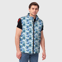 Мужской жилет Полевые голубые цветы паттерн, цвет: 3D-красный — фото 2