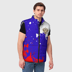 Мужской жилет Российский герб на триколоре, цвет: 3D-светло-серый — фото 2