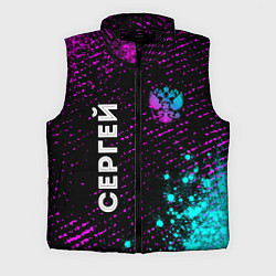 Мужской жилет Сергей и неоновый герб России вертикально