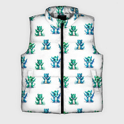 Мужской жилет Дракончики зеленые и синие - паттерн акварельный, цвет: 3D-светло-серый