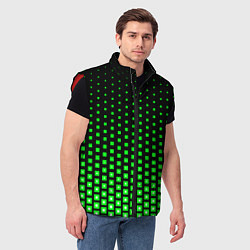 Мужской жилет Зелёные квадраты, цвет: 3D-красный — фото 2