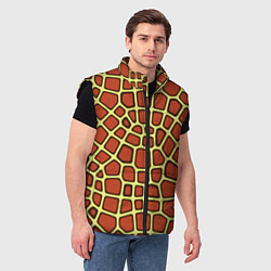 Мужской жилет Паттерн красных плит на жёлтом, цвет: 3D-черный — фото 2