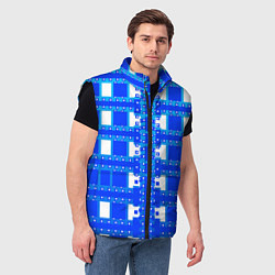 Мужской жилет Синие и белые квадраты, цвет: 3D-черный — фото 2